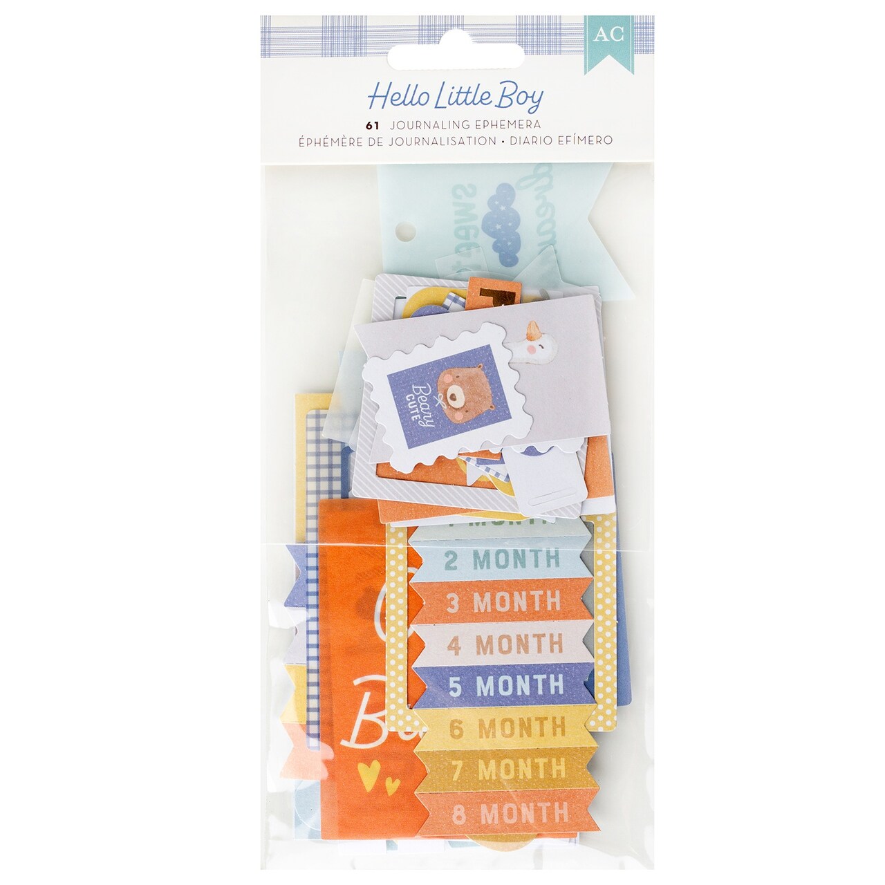 American Crafts Hello Little Boy Ephemera Die-Cuts 61/Pkg-Journaling, Gold Foil